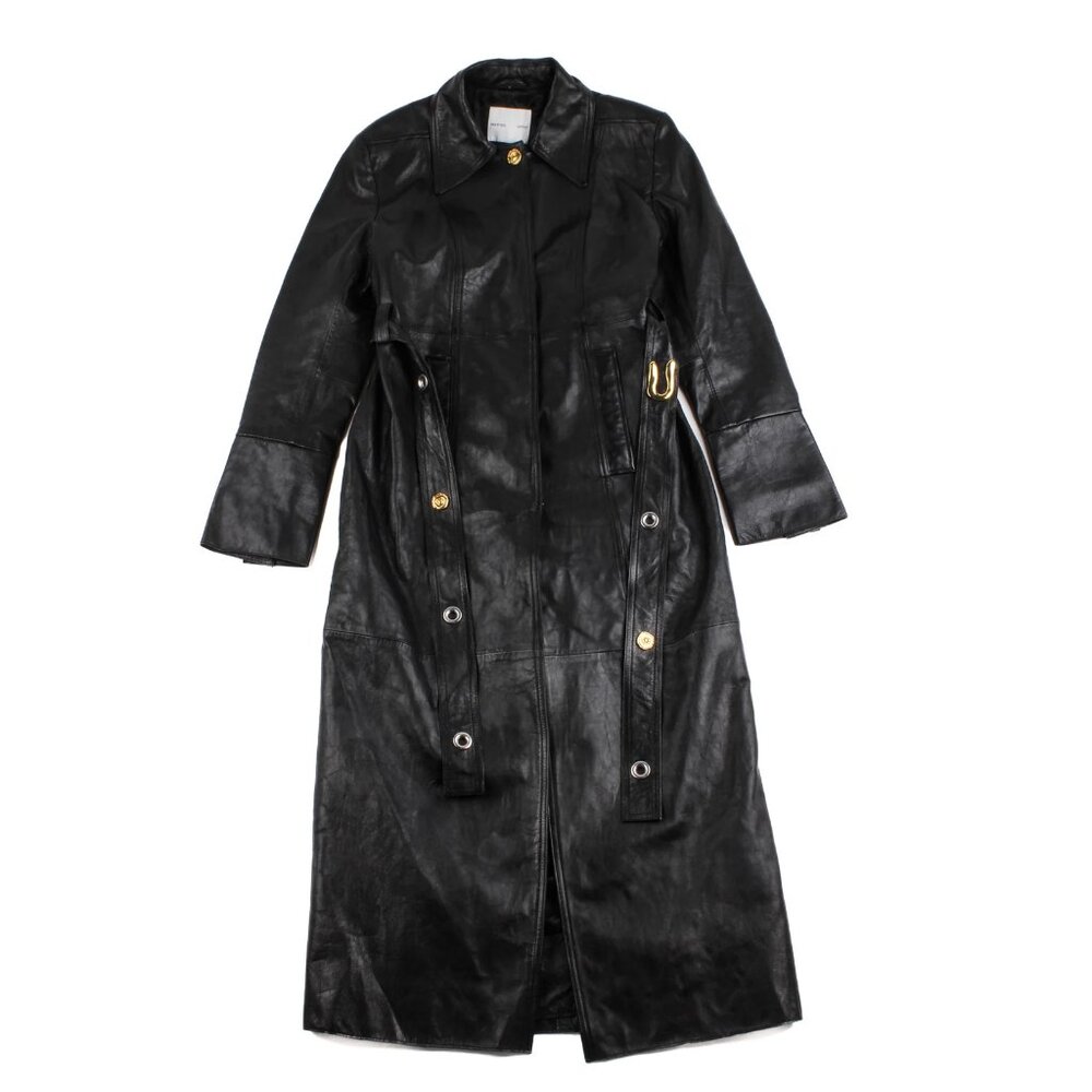 H&M Capsule Statement-Button Leather Coat Medium - image 3